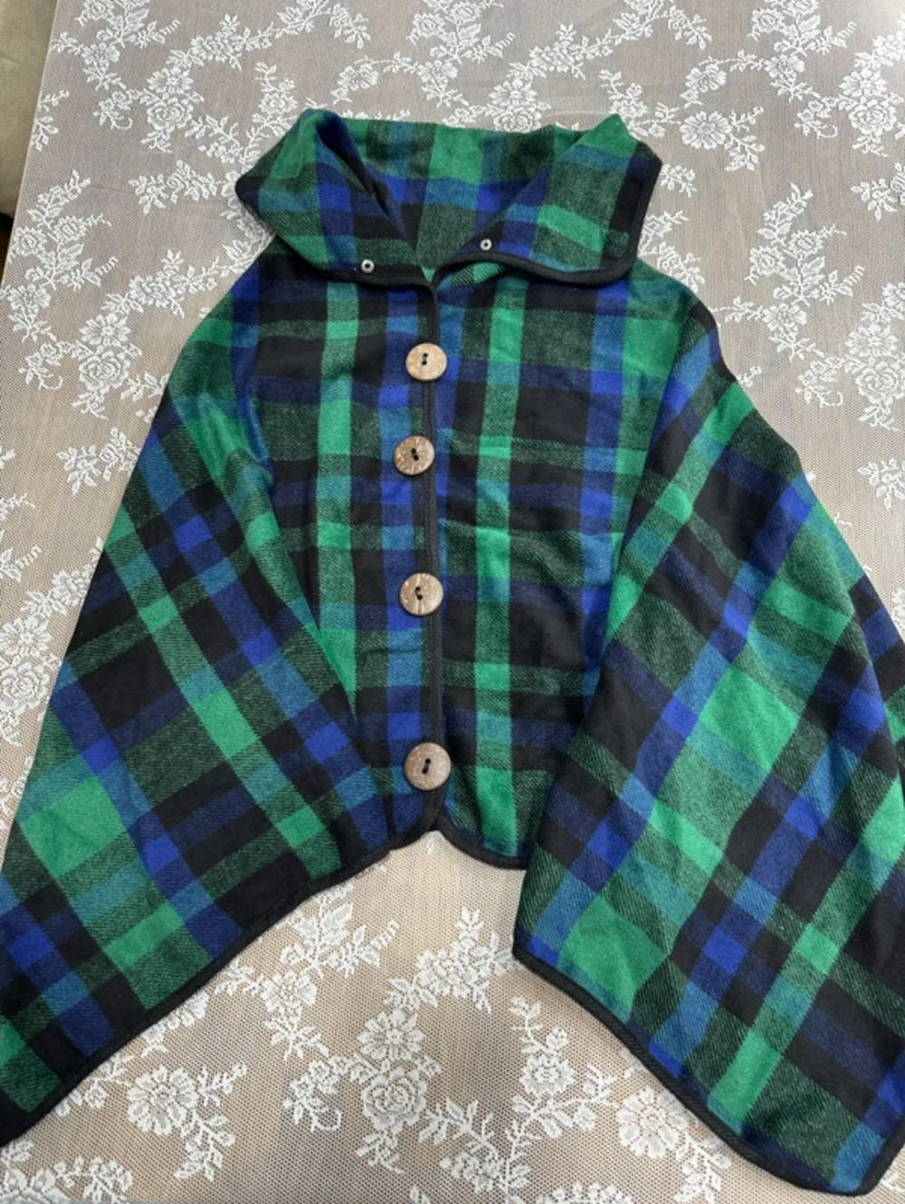 plaid poncho